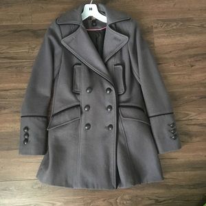 Victoria’s Secret gray pea coat bow back detail